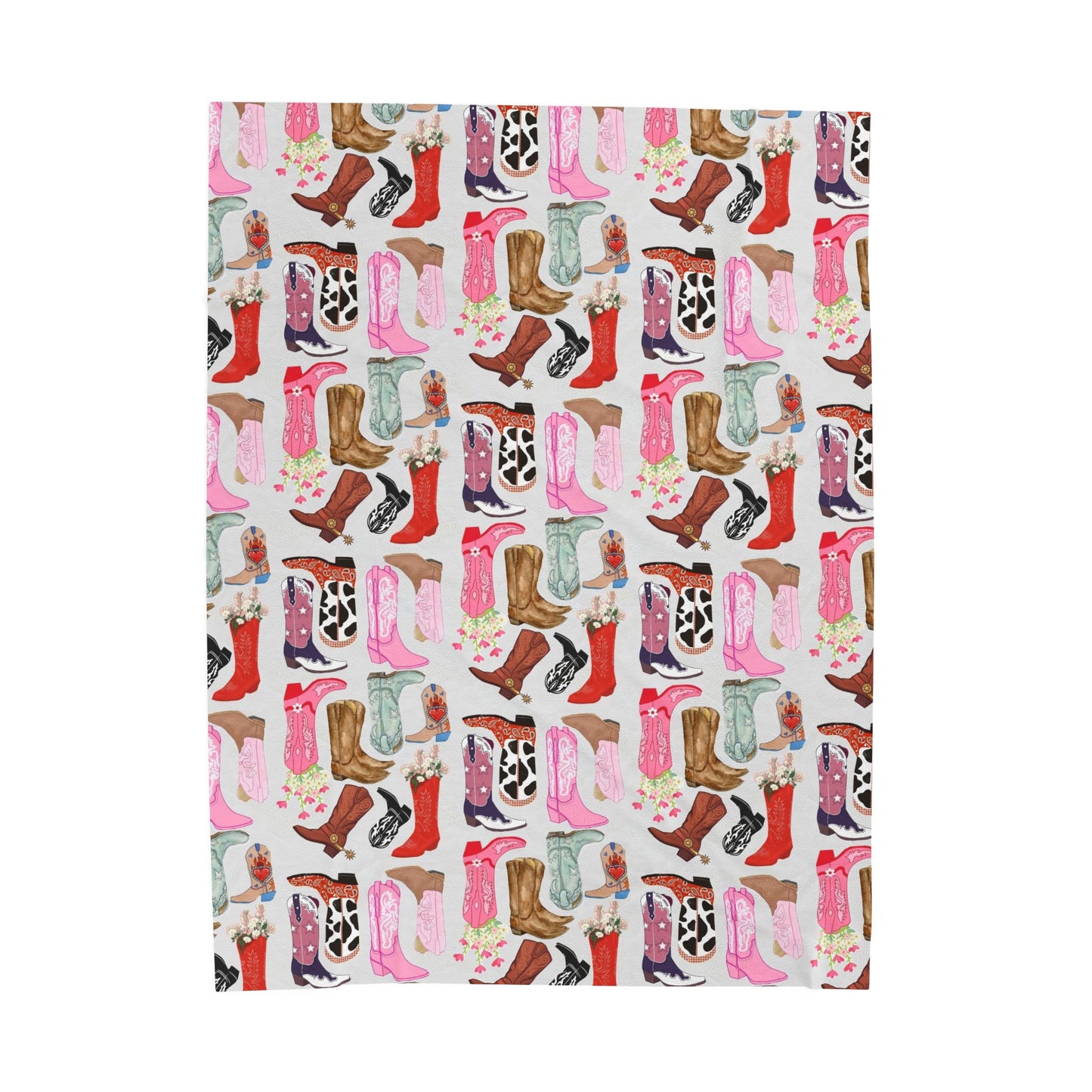 Cozy Cowgirl Boots Velveteen Plush Blanket