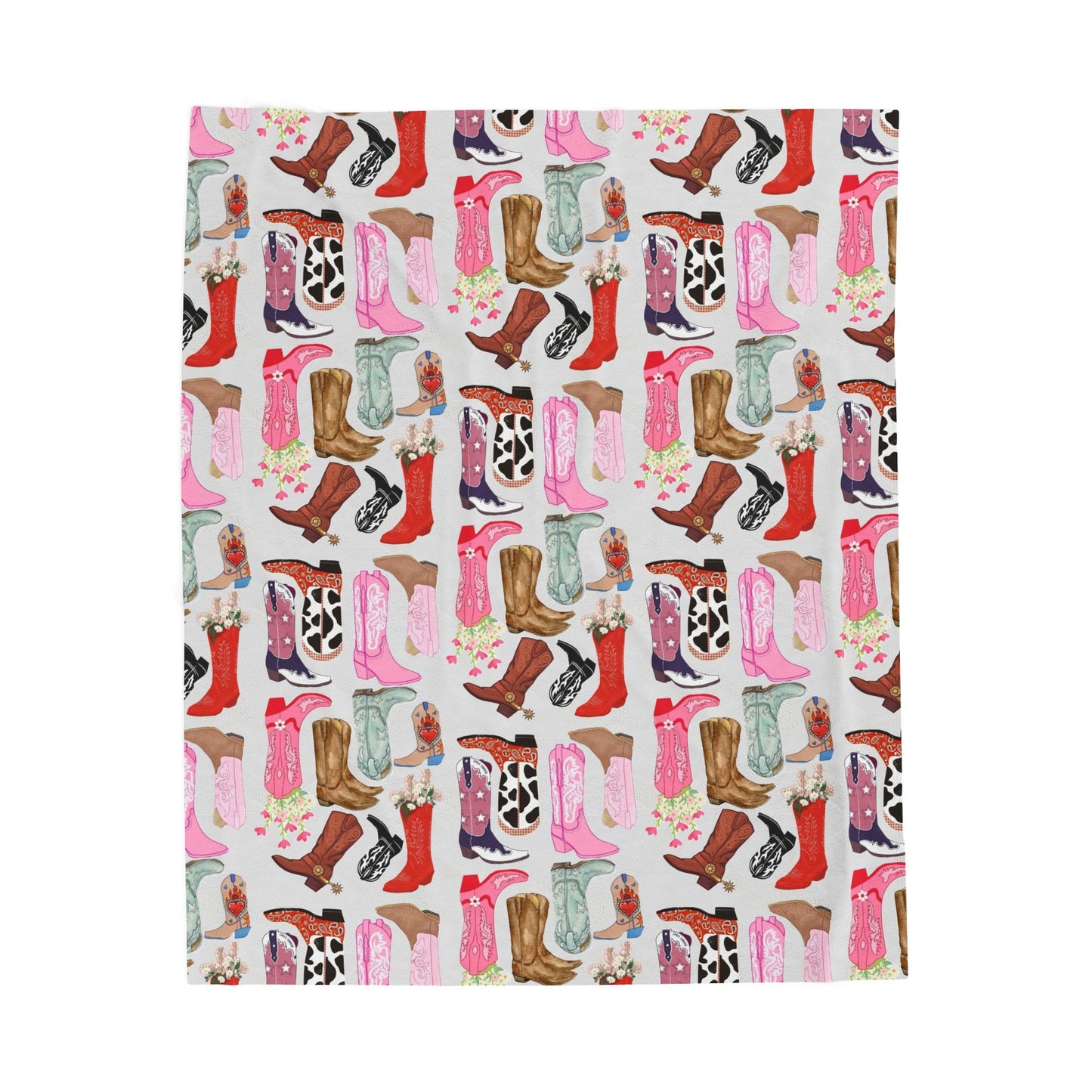 Cozy Cowgirl Boots Velveteen Plush Blanket