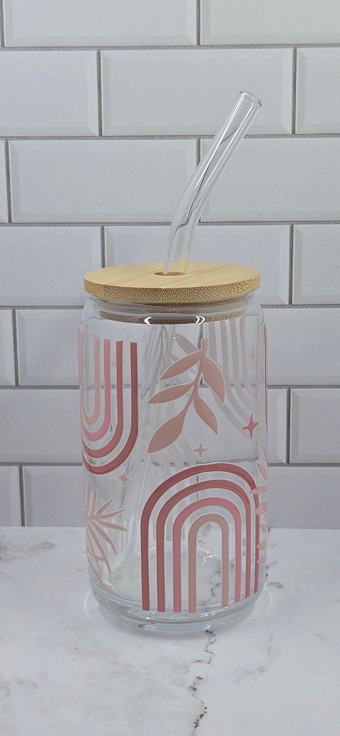 Boho Rainbow Arch Glass Libby Cup