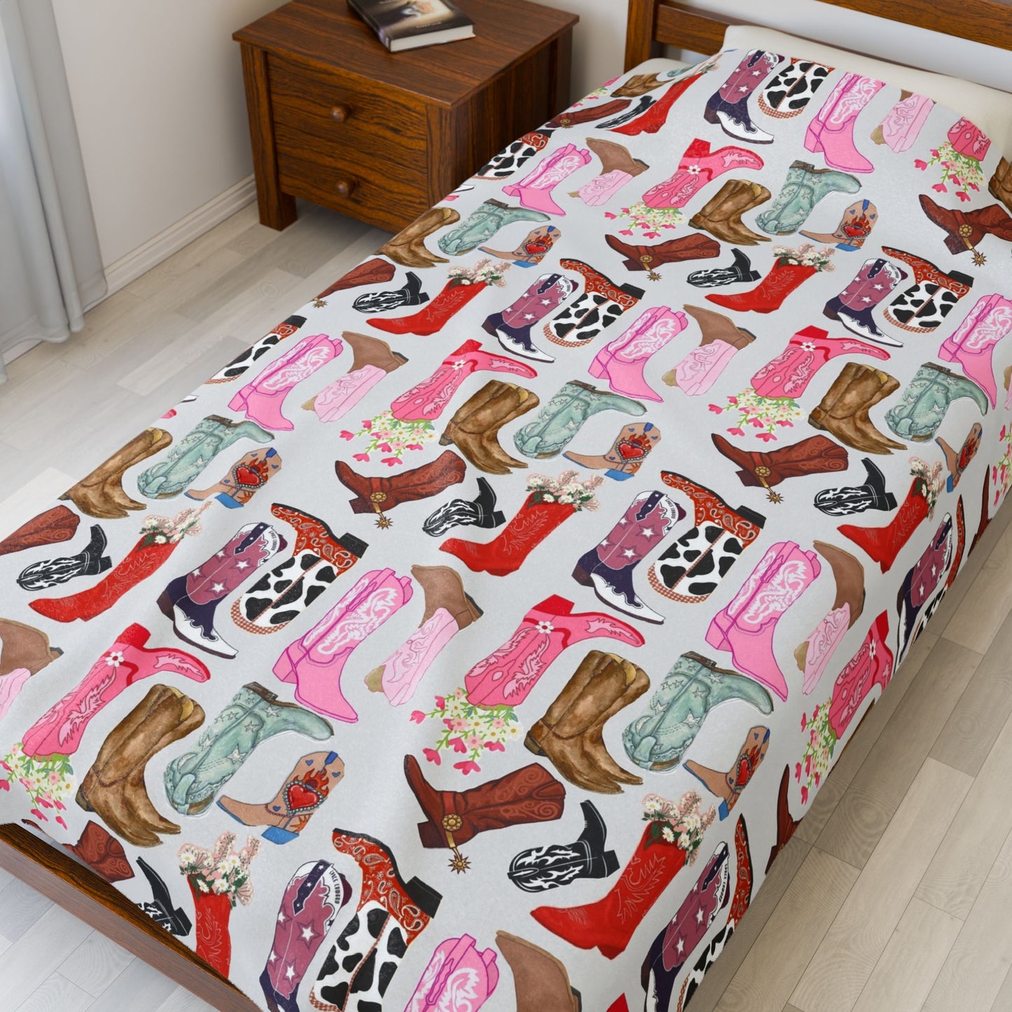 Cozy Cowgirl Boots Velveteen Plush Blanket
