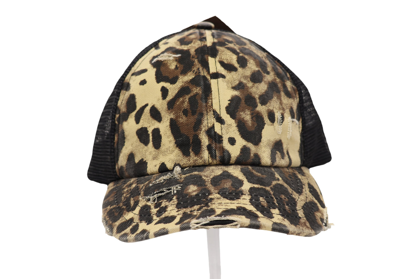 Denim Washed Criss Cross High Pony Ball Cap