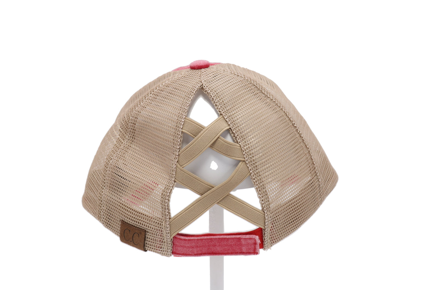Denim Washed Criss Cross High Pony Ball Cap