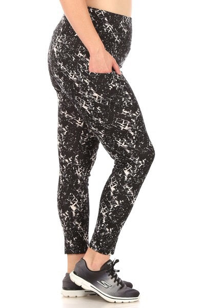 Black Geo Sport Leggings (Plus)