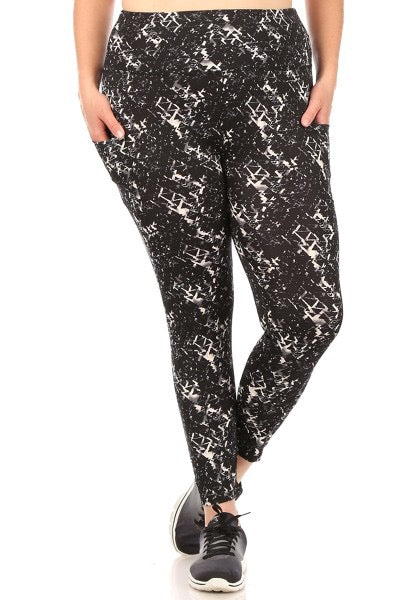 Black Geo Sport Leggings (Plus)