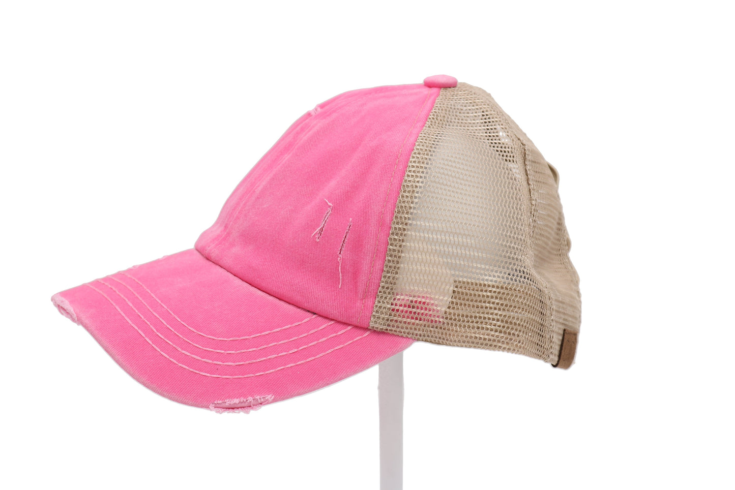 Denim Washed Criss Cross High Pony Ball Cap