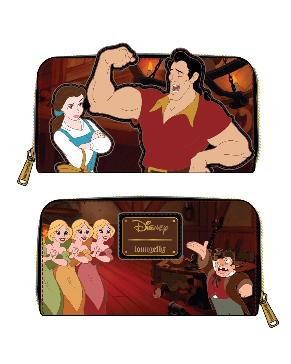 Loungefly Beauty and the Beast Gaston Villains Scene Zip Around Wallet