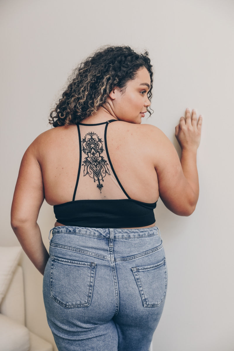 Tattoo Mesh Racerback Bralette (Plus)