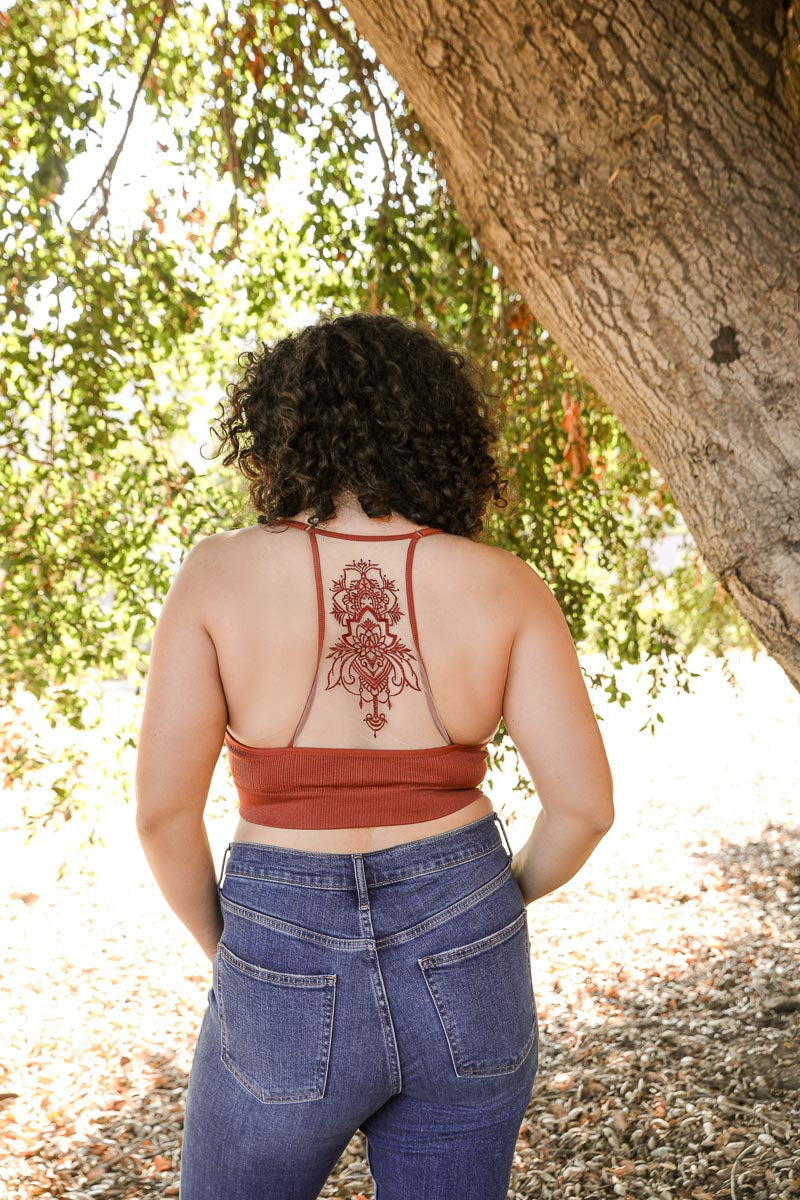 Tattoo Mesh Racerback Bralette (Plus)