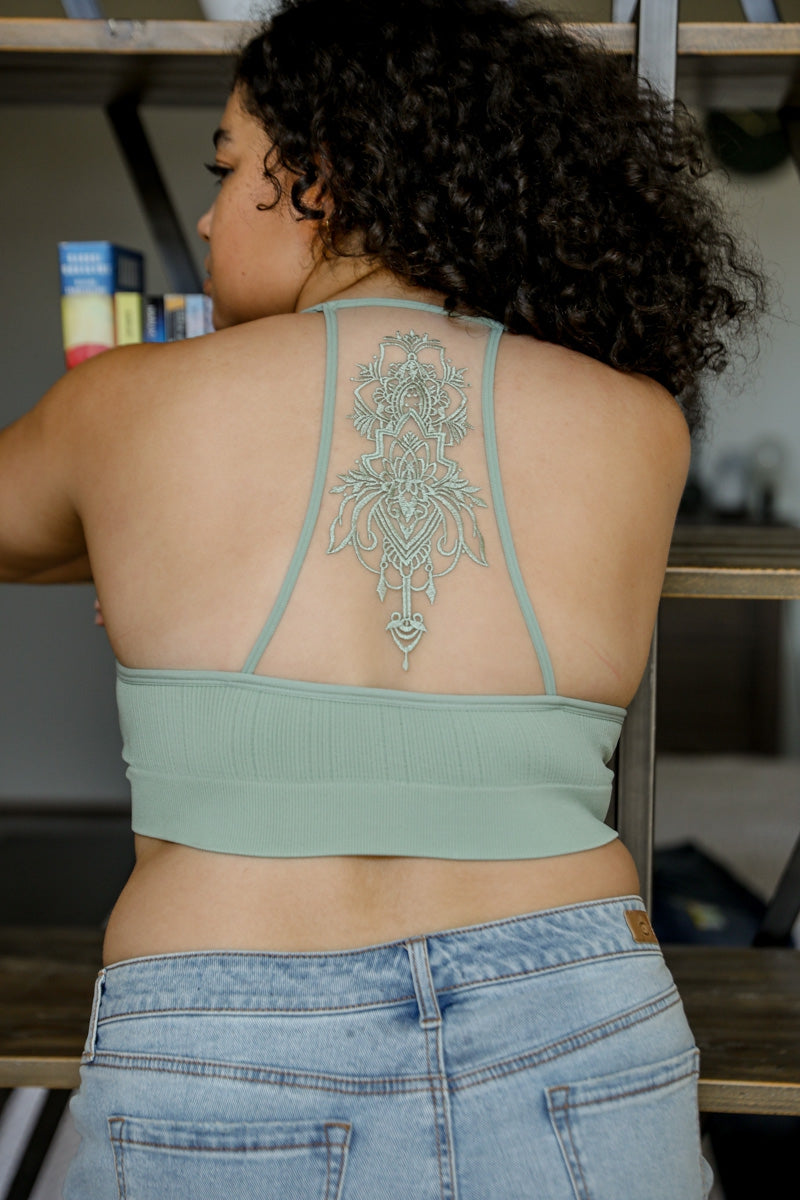 Tattoo Mesh Racerback Bralette (Plus)