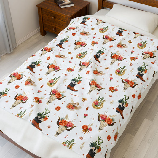 Desert Blooms Velveteen Plush Blanket