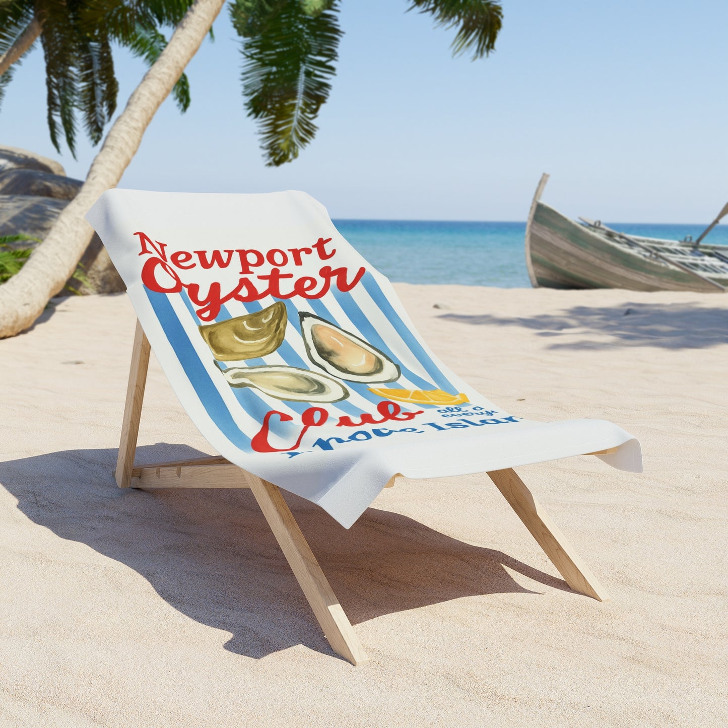Newport Oyster Club Beach Towel – Rhode Island Coastal Seafood Design