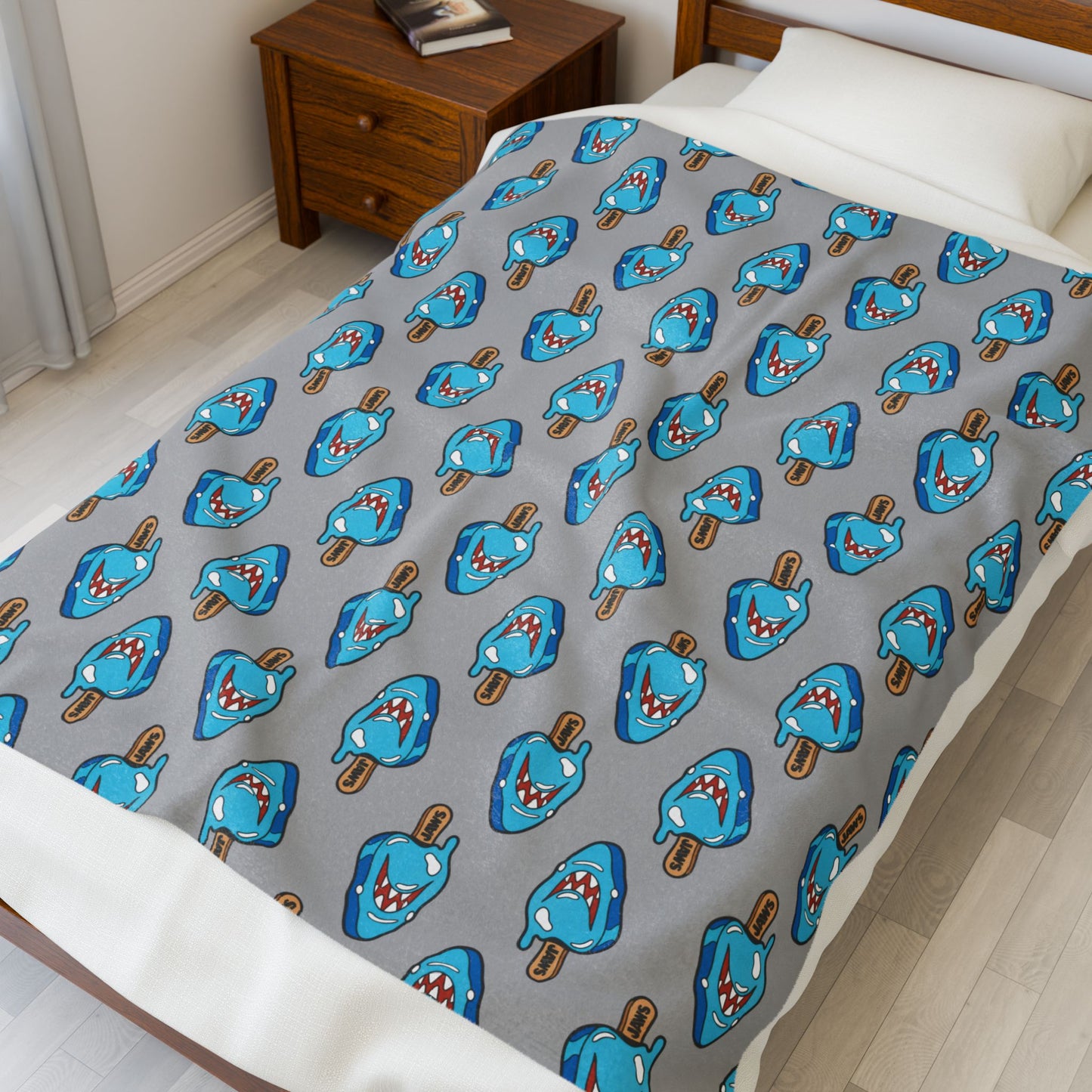 Popsicle Shark Velveteen Plush Blanket