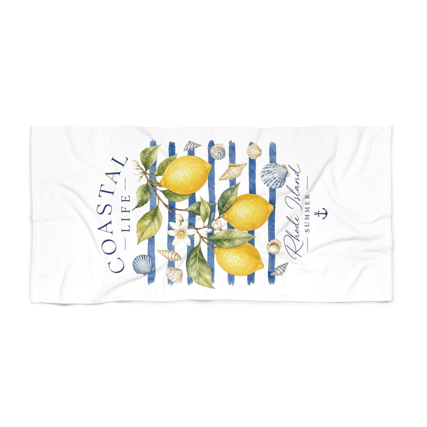 Lemon Coastal Stripe Beach Towel | Nautical Seaside Summer