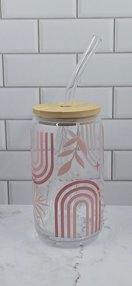 Boho Rainbow Arch Glass Libby Cup