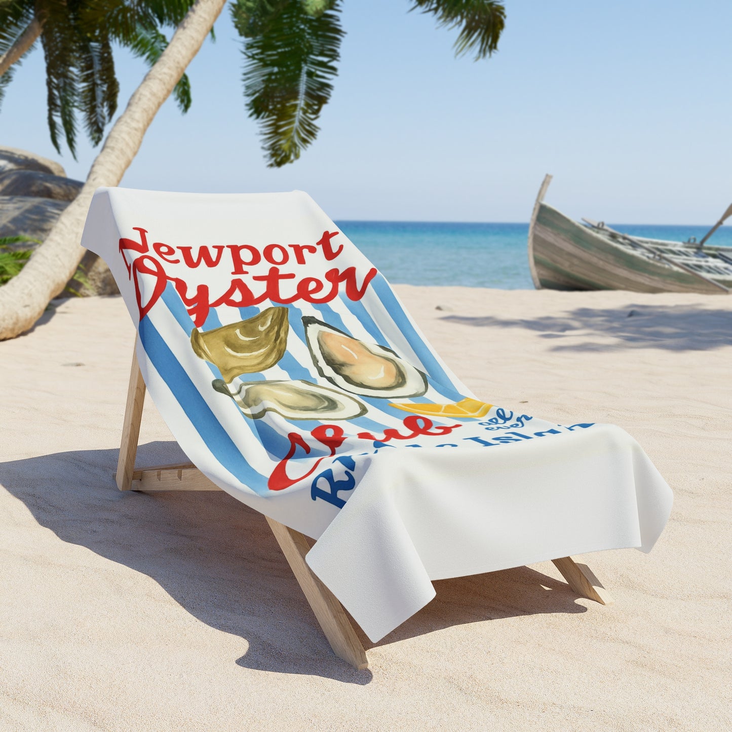 Newport Oyster Club Beach Towel – Rhode Island Coastal Seafood Design