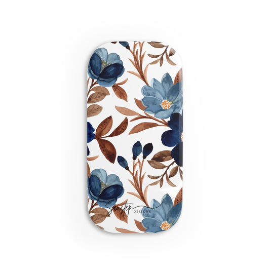 Blue Floral Phone Click-on Grip