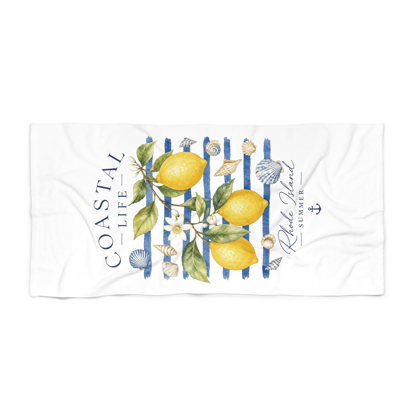Lemon Coastal Stripe Beach Towel | Nautical Seaside Summer