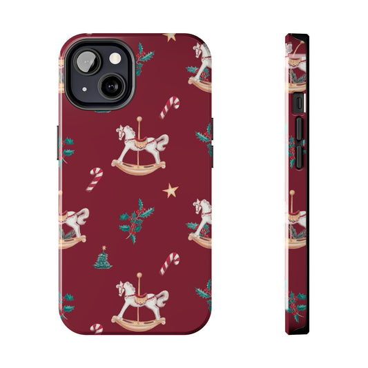 Christmas Carousel Tough Phone Cases - Vintage Carousel & Candy Cane Design