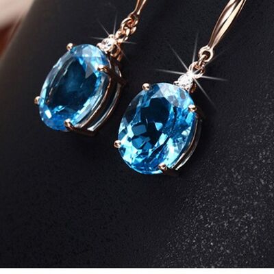 Rose Gold-Plated Artificial Gemstone Earrings