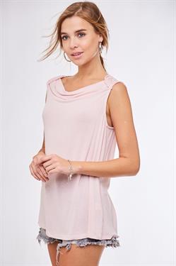 DRAPED NECK SLEEVELESS TOP