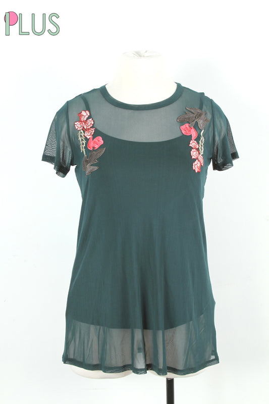 Flower Patch Mesh Top (PLUS)